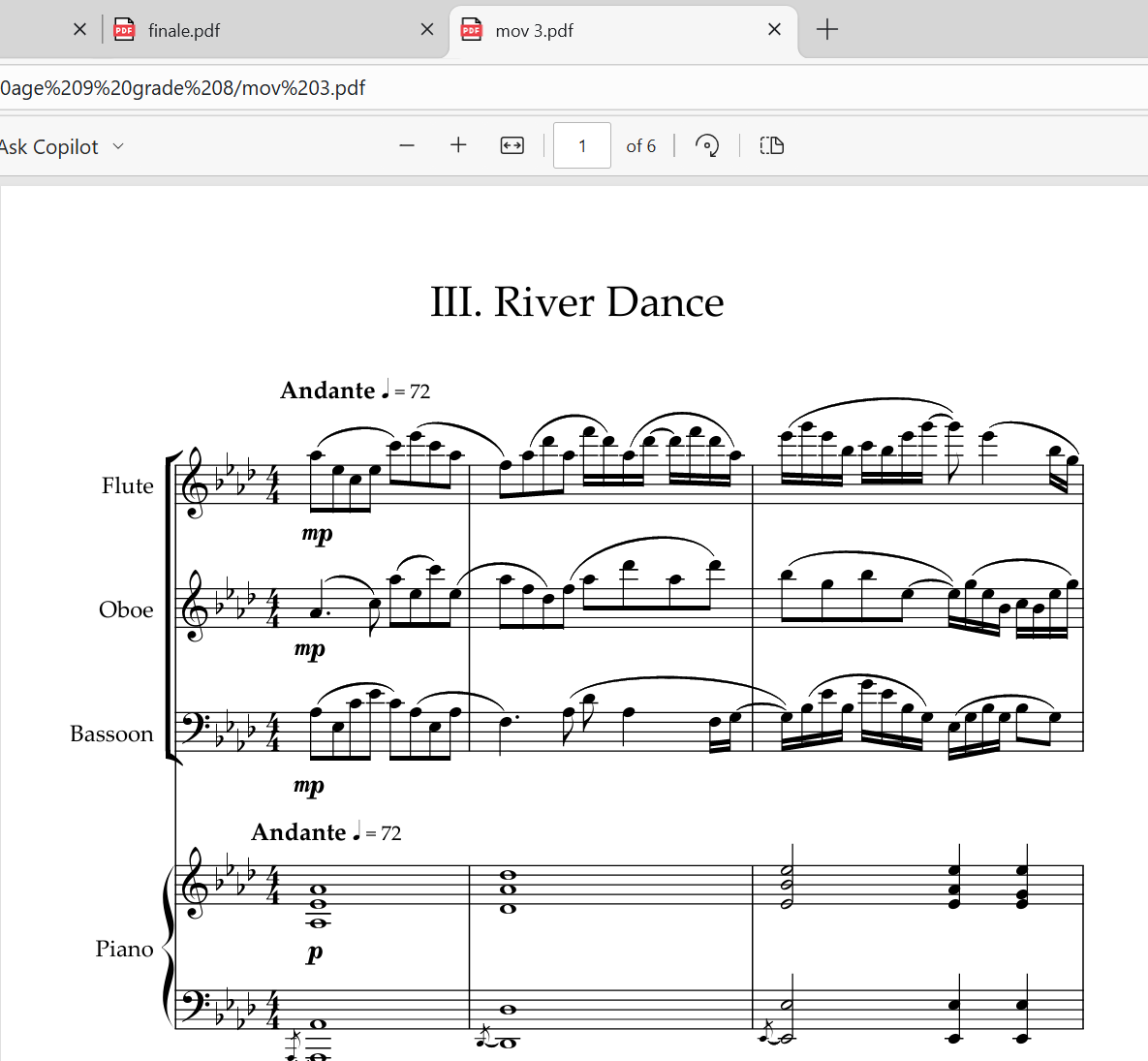 Original Socre: Dance Suite Mov 3 River Dance
