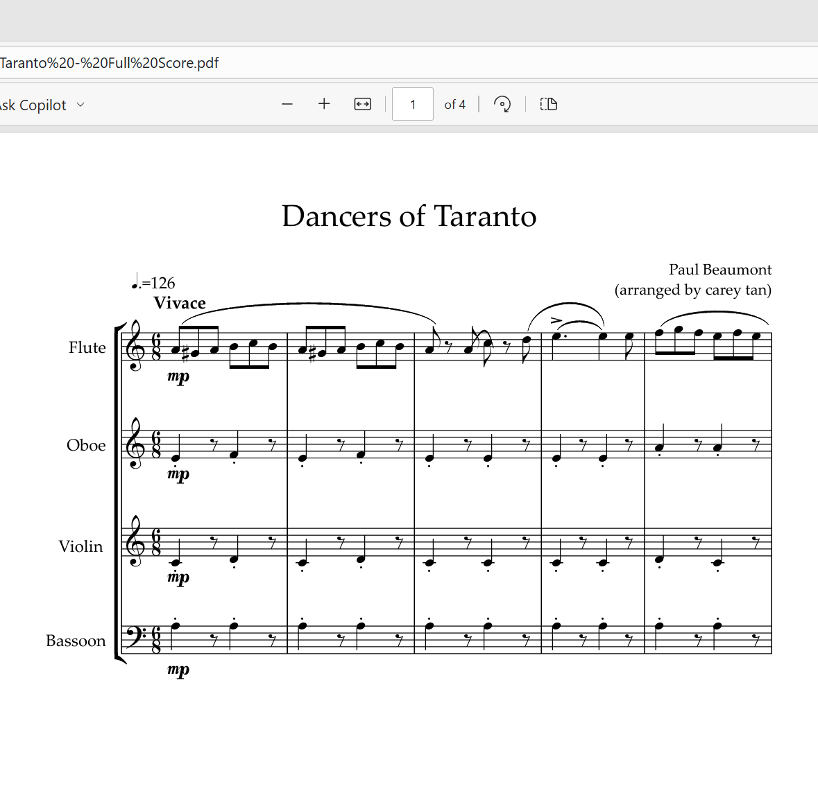 Original Socre: Dancers of Taranto (re-arranged)
